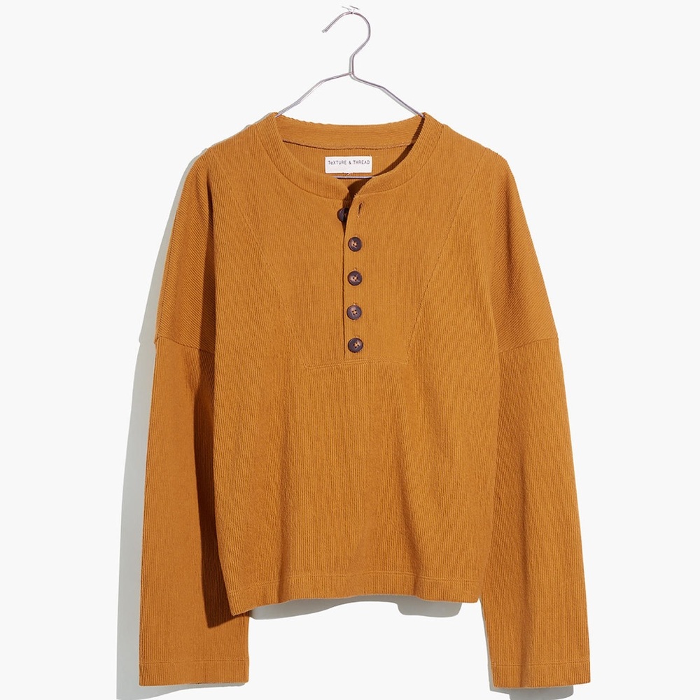 Madewell Texture & Thread Seamed Henley Top